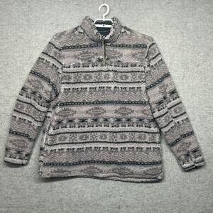 Grizzly Sherpa Fleece Pullover Men's XL Gray Quarter Zip Warm Cozy Grandpacore